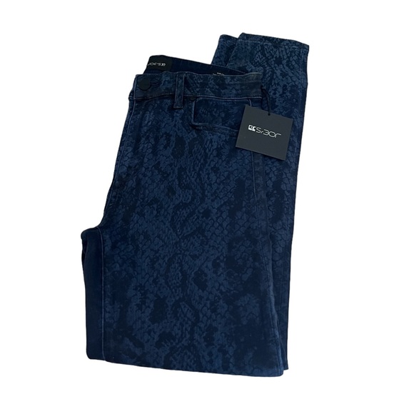 Joe's The Charlie High-Rise Skinny Ankle Black & Blue Snake Print Jeans Sz 27 - Picture 4 of 7